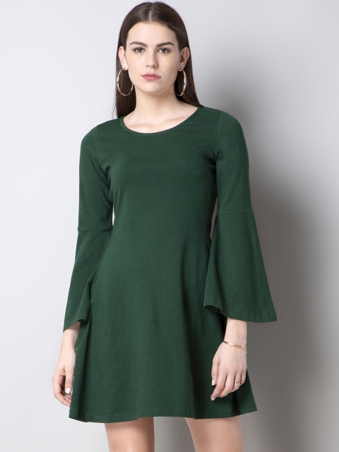 

FabAlley Women Green Solid A-Line Dress