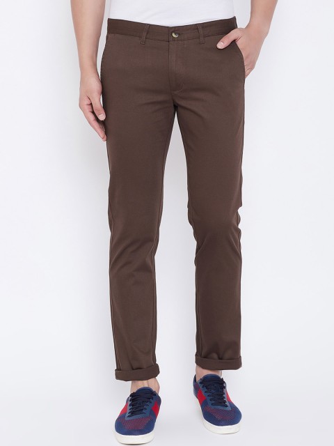 

JUMP USA Men Coffee Brown Regular Fit Solid Regular Trousers