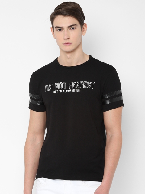 

People Men Black Printed Round Neck T-shirt