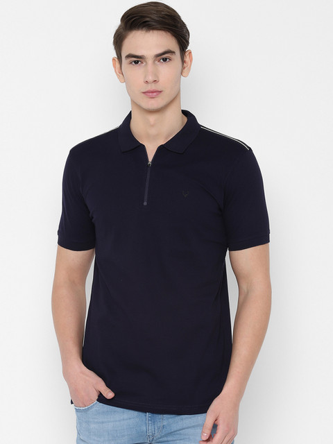 

Allen Solly Men Navy Blue Solid Polo Collar T-shirt
