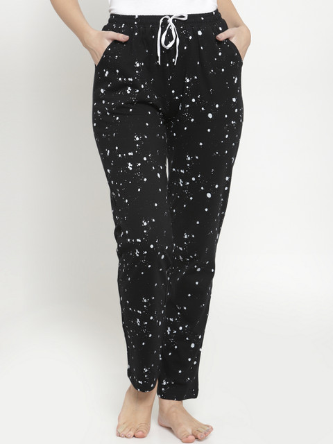 

Boston Club Women Black & White Printed High-Rise Lounge Pants