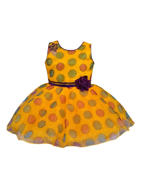 

Wish Karo Girls Yellow & Purple Printed Fit and Flare Dress