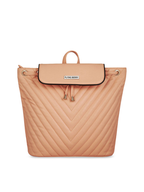 

FLYING BERRY Women Peach-Coloured Textured Backpack