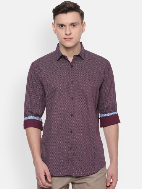 

V Dot Men Purple & White Slim Fit Printed Casual Shirt