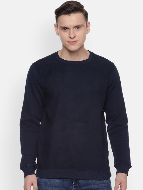 

V Dot Men Navy Blue Solid Pullover Sweatshirt