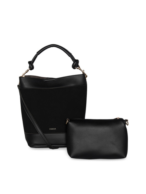 

ESBEDA Black Solid Handheld Bag with a Pouch