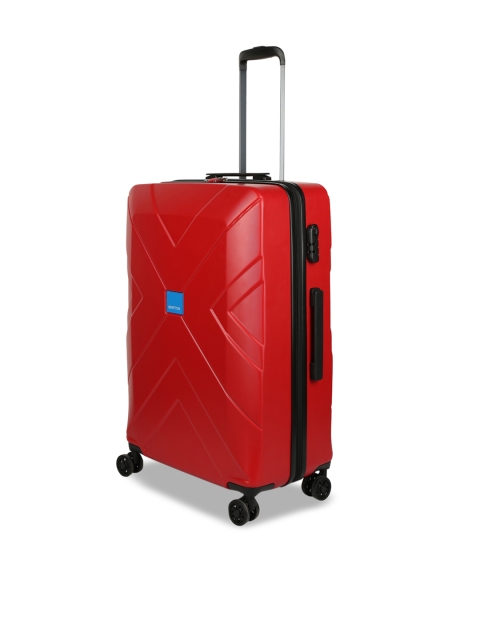 

United Colors of Benetton Red 360-Degree Rotation Water Resistant Large Trolley Bag