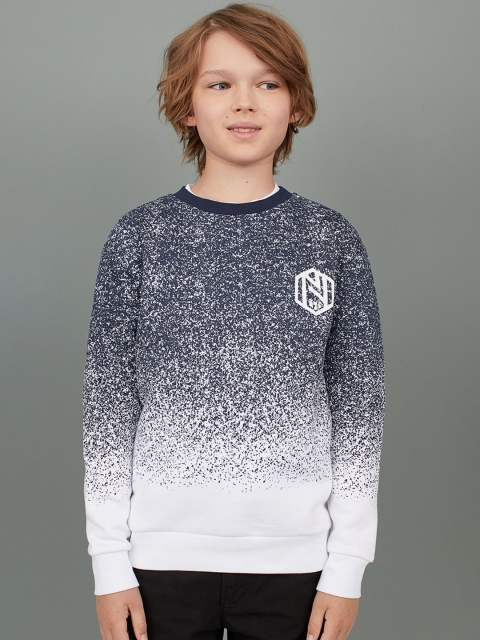 

H&M Boys Navy Blue & White Printed Sweatshirt