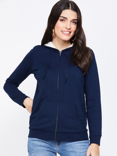 

Fame Forever by Lifestyle Women Navy Blue Solid Hooded Sweatshirt
