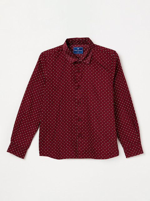 

Fame Forever by Lifestyle Boys Printed Maroon & White Slim Fit Casual Shirt