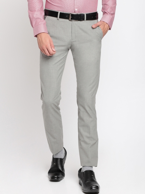 

Crocodile Men Grey Slim Fit Self Design Formal Trousers