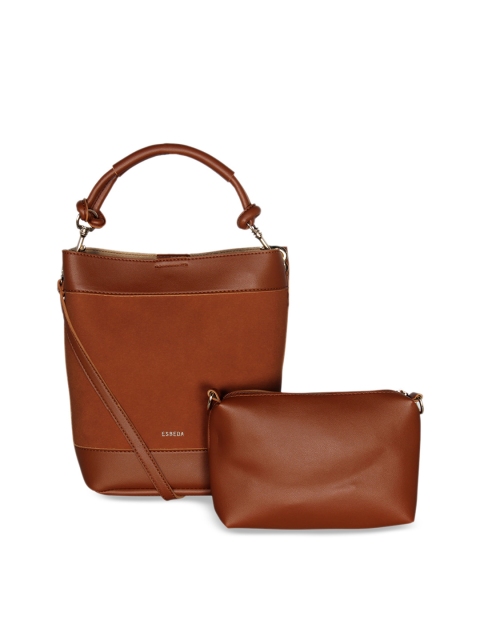 

ESBEDA Brown Solid Handheld Bag with a Pouch