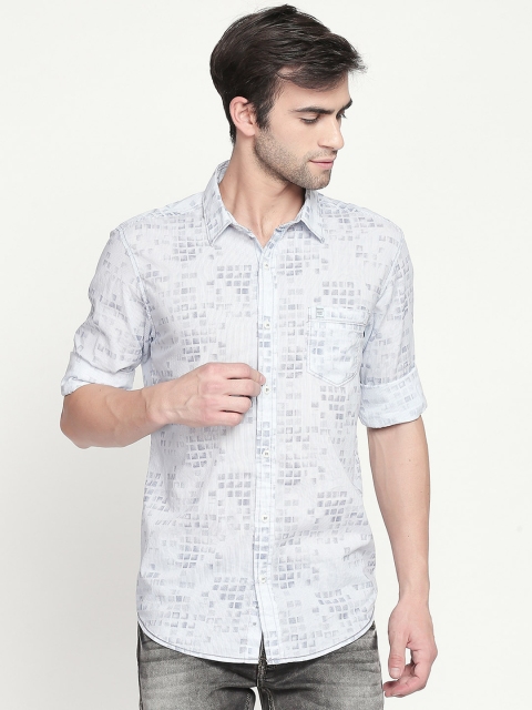 

Mufti Men Blue Slim Fit Striped Casual Shirt