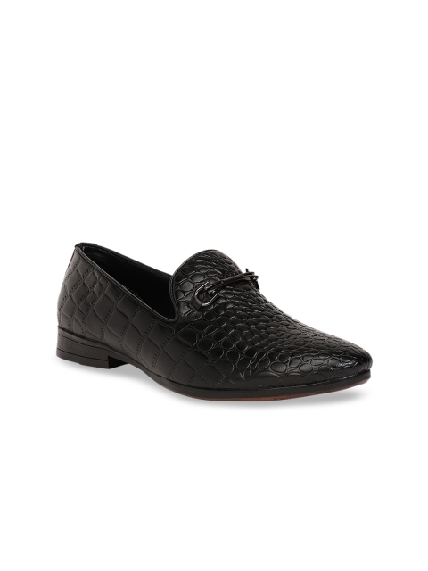 

Respiro Men Black Textured Formal Slip-On Shoes