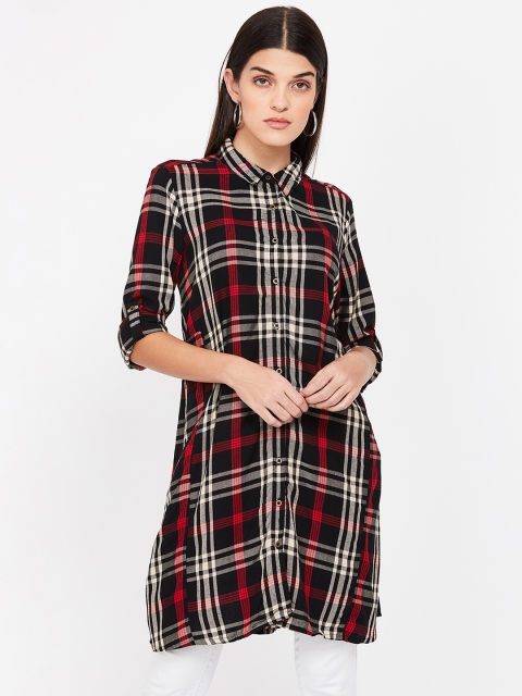 

Fame Forever by Lifestyle Women Black & Red Regular Fit Checked Casual Shirt
