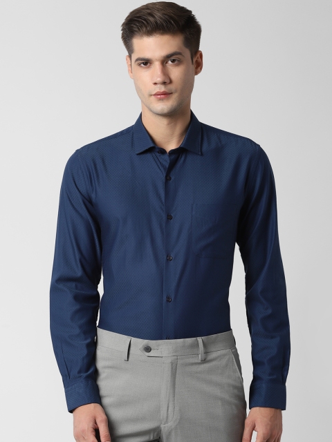 

Peter England Men Navy Blue Self Design Slim Fit Formal Shirt