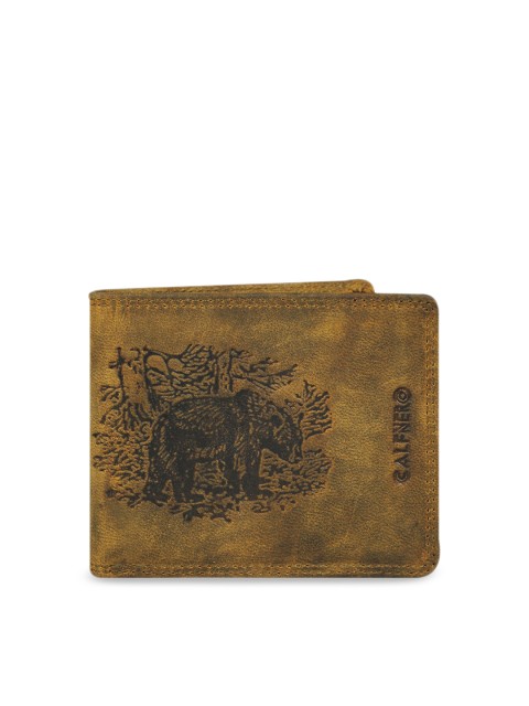 

CALFNERO Men Brown Printed Two Fold Leather Wallet