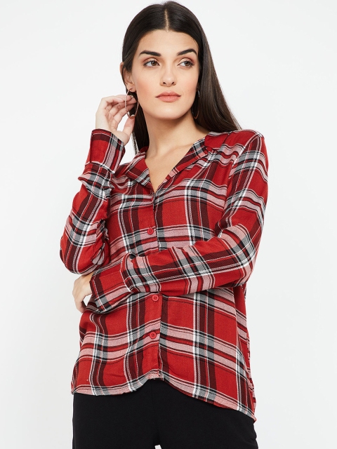

Fame Forever by Lifestyle Women Red & White Regular Fit Checked Casual Shirt