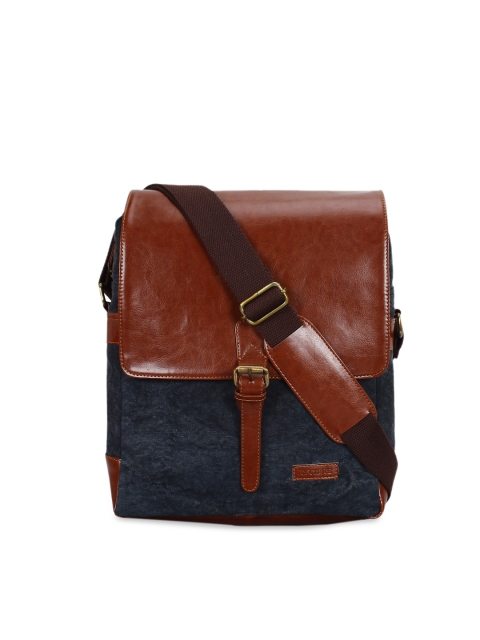 

Lychee bags Men Blue & Brown Colourblocked Messenger Bag