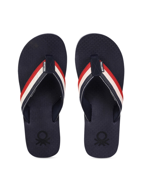 

United Colors of Benetton Men Red & White Striped Thong Flip-Flops