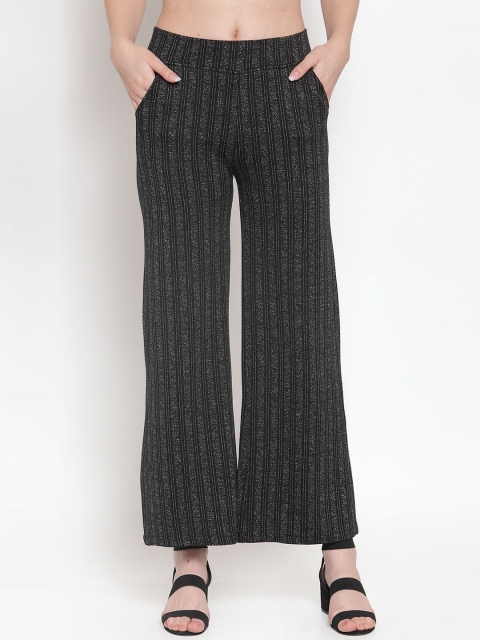 

Westwood Women Black & White Loose Fit Striped Parallel Trousers
