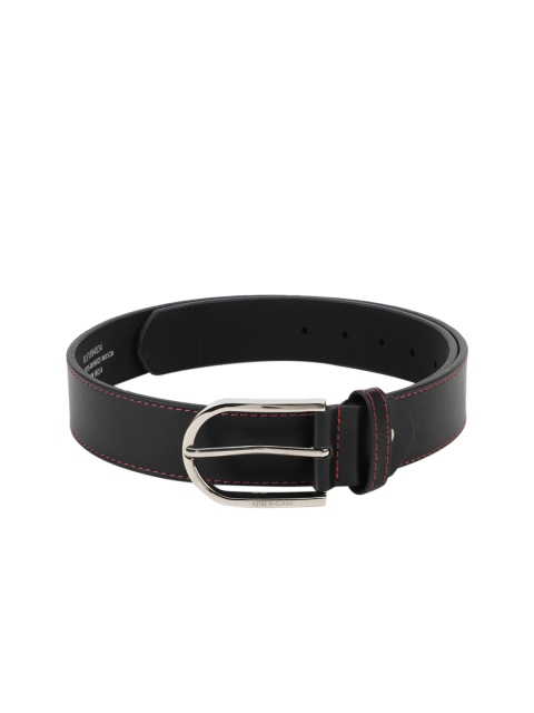 

Peter England Men Black Textured Leather Belt