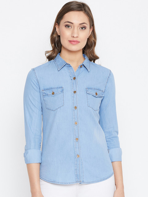 

JUMP USA Women Blue Solid Regular Fit Casual Shirt