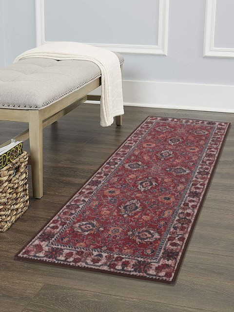 

RUGSMITH Red & Brown Patterned Anti-Skid Floor Runner