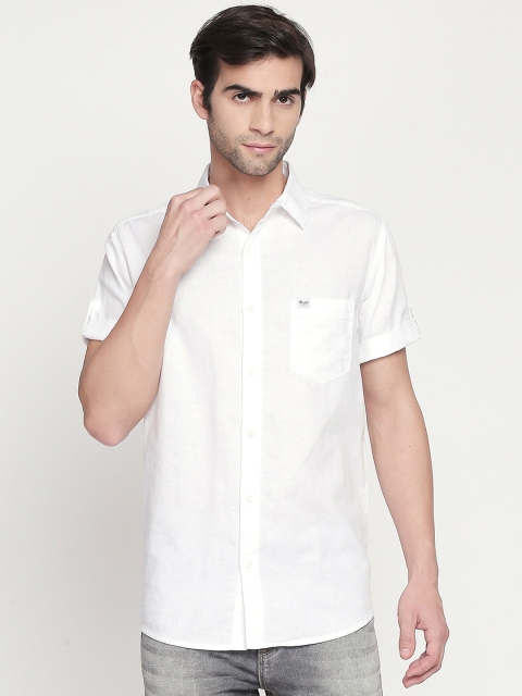 

Mufti Men White Solid Slim Fit Casual Shirt