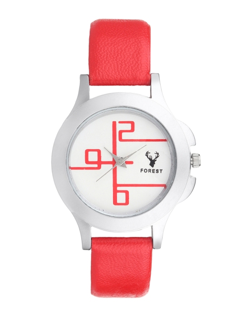 

Hobforestessentials Women White & Red Analogue Watch FR-268-RD