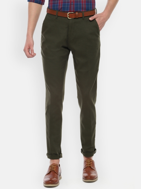 

Van Heusen Sport Men Olive Green Slim Fit Solid Regular Trousers