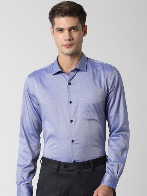

Peter England Men Blue Self Design Slim Fit Formal Shirt