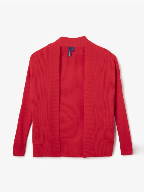 Fame Forever by Lifestyle Girls Red Solid Open Front Shrug