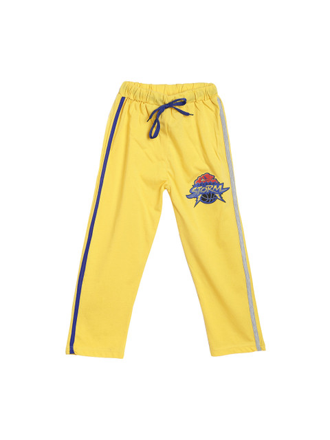 

SWEET ANGEL Kids Yellow Solid Straight-Fit Track Pants