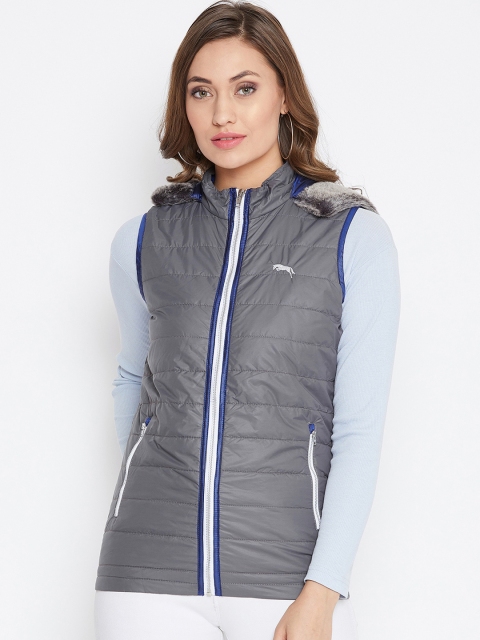 

JUMP USA Women Grey Solid Lightweight Quilted Jacket