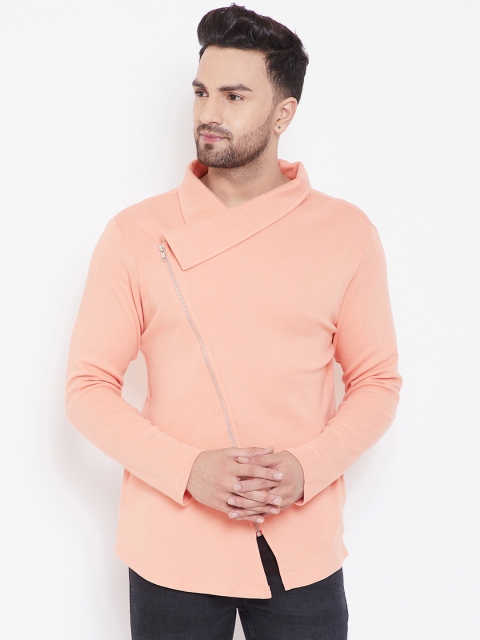 

Hypernation Men Peach-Coloured Solid Sweatshirt