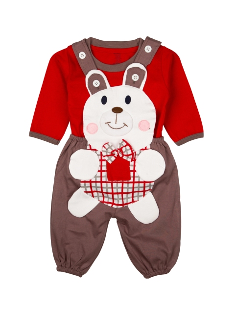 

MeeMee Brown And Red Boys Dungarees with a T-shirt