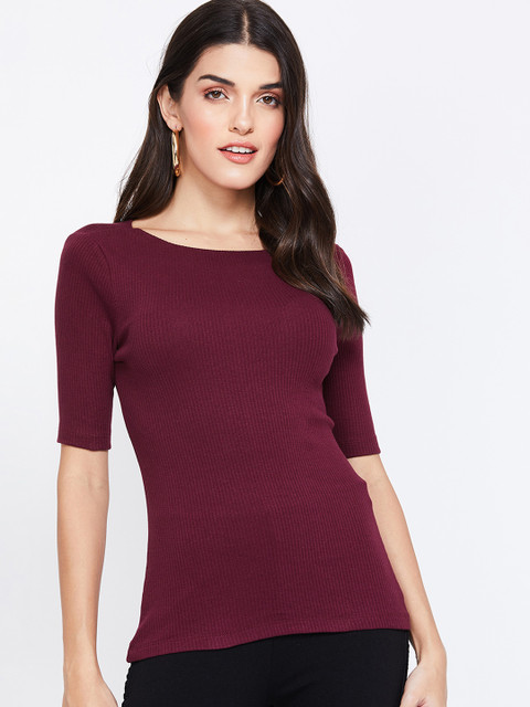 

Ginger by Lifestyle Women Burgundy Self Design Top