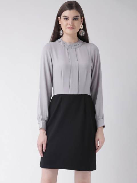 

Latin Quarters Women Grey & Black Colourblocked Sheath Dress