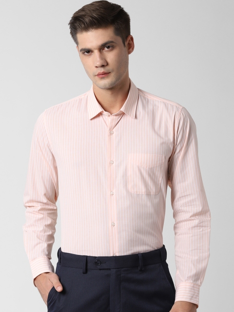 

Peter England Men Orange & White Regular Fit Striped Formal Shirt