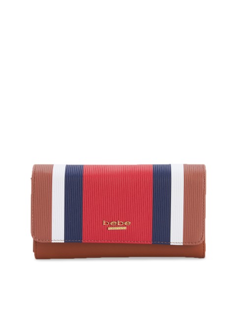 

bebe Women Brown & Red Colourblocked Two Fold Wallet