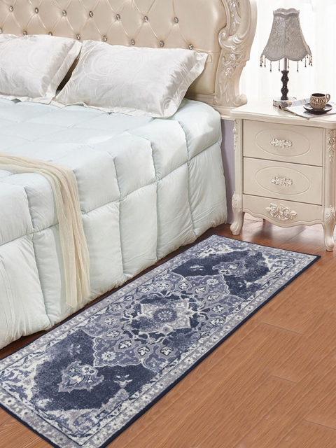 

RUGSMITH Navy blue & White Patterned Anti-Skid Floor Runner