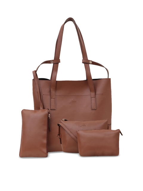 

yelloe Set Of 4 Tan Solid Shoulder Bag
