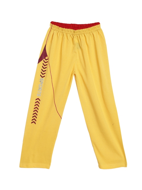 SWEET ANGEL Kids Yellow Solid Straight-Fit Track Pants