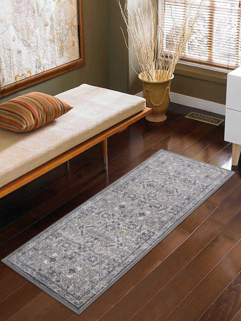 

RUGSMITH Pink & Grey Patterned Anti-Skid Floor Runner