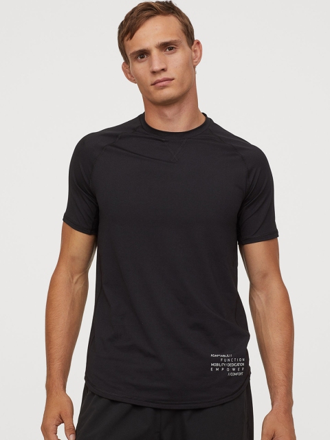 

H&M Men Black Solid T-Shirt Short-Sleeved Sports Top
