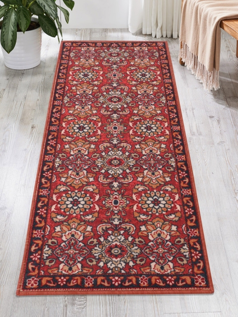 

RUGSMITH Black & Red Patterned Anti-Skid Floor Runner