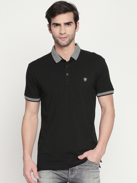 

Mufti Men Black Solid Polo Collar T-shirt