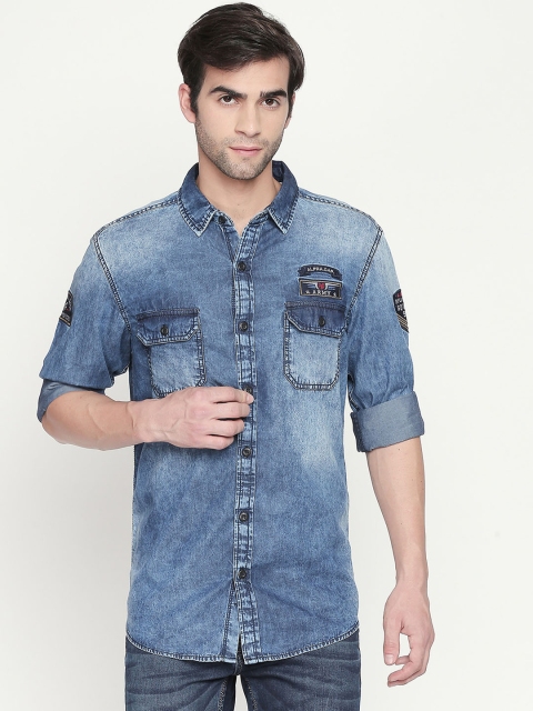 

Mufti Men Blue Faded Slim Fit Casual Denim Shirt