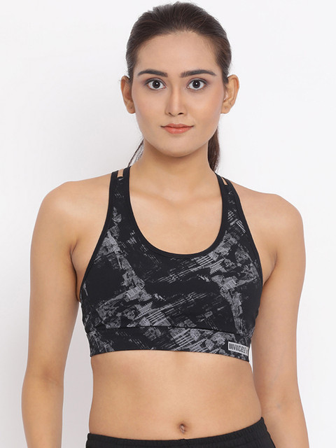 

Invincible Black & Grey Printed Non-Wired Heavily Padded Sports Bra TE9217XP2CPXS